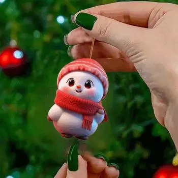 Новый рождественский 2D мультяшный плоский акриловый автомобильный кулон на зеркало заднего вида, милый снеговик, кулон на рюкзак