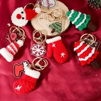 Новый рождественский брелок милый Санта-Клаус телефон сумка кулон подарки ручная работа ткацкие перчатки носки кулон украшение новогодние подарки