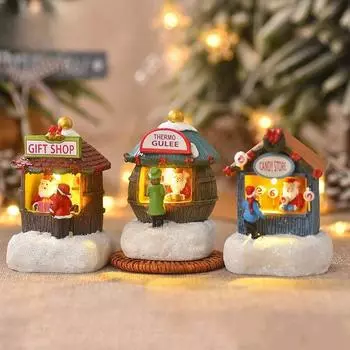 Новый рождественский домик из смолы, магазин Санта-Клауса, микропейзаж, украшения из смолы, рождественские украшения, подарки