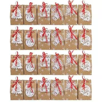 Новый рождественский европейский стиль крафт-бумага снежинка бумажный пакет коробка конфет 6 лазерных карт печенье конфеты пакеты