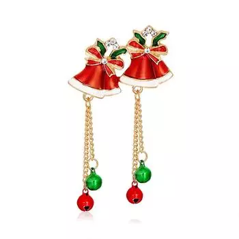 Новый рождественский маленький колокольчик, креативная брошь, красный бриллиант, булавка с шипами, сплав, капельное масло, колокольчик, цветок на груди красный