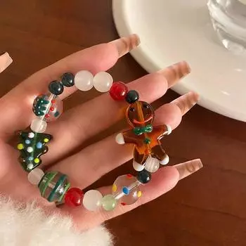 Новый рождественский мультфильм милый красочный браслет из бисера для женщин