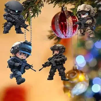 Новый Рождественский Орнамент Подвеска Акрил Плоский Забавный Подвеска Спецназа Подвеска Праздничный Подарочный Подвеска Подвеска