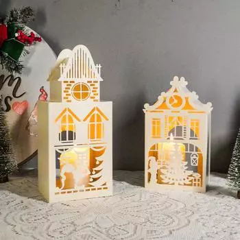 Новый рождественский полый железный подсвечник для маленького домика, настольное украшение, подсвечник, лампа, рождественская атмосфера, украшения, поделки FZZT-01A