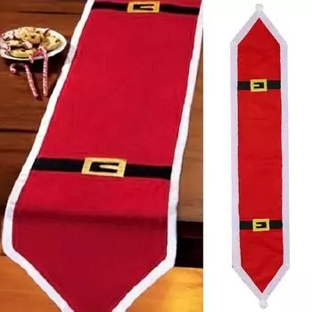 Новый рождественский праздник Санта-Клаус скатерть вышитая дорожка для стола (Размер: 70 x 13 дюймов Цвет: красный)