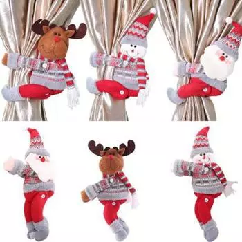 Новый Рождественский Санта-Клаус Лось Окна Мультфильм Кукла Декор Шторы Веселый Рождественский Декор Домашнее Рождество Santa Claus