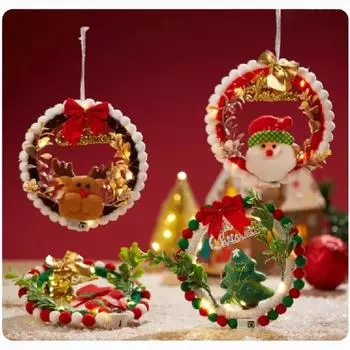 Новый рождественский венок своими руками, украшение для вечеринки, рождественская гирлянда со светодиодной подсветкой, подвесной искусственный венок