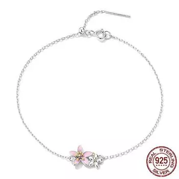 Новый розовый красивый браслет вишневого цвета S925 Серебряный летний нежный девичий браслет с платиновым покрытием Adjustable size