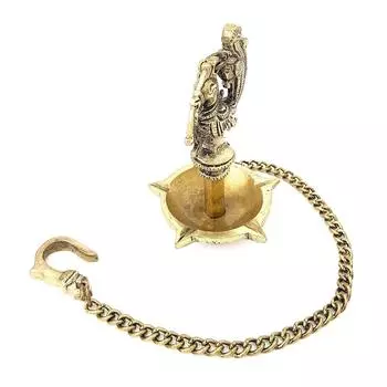 Новый ручной работы этнический павлин дизайн 5 масляных фитилей латунные подвесные Diya, латунные Diyas для украшения, стандарт, упаковка из 1 шт.