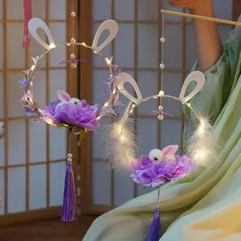 Новый ручной работы Фонарь для праздника середины осени Милый кролик Традиционные ручные фонари Портативные светодиодные фонари Мини-светящийся фонарь