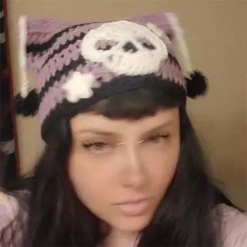 Новый ручной работы крючком Хэллоуин Призрачное Лицо Паутина Персонализированный Модный Берет Adult 57-59cm