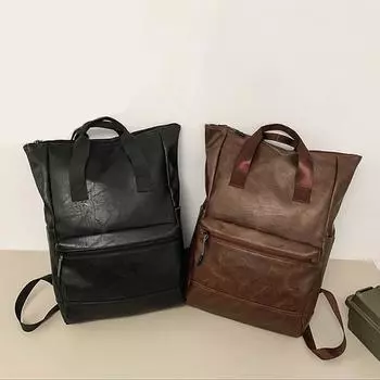 Новый рюкзак для путешествий на короткие расстояния из искусственной кожи, универсальная компьютерная сумка, вместительная деловая сумка для поездок на работу, ретро-рюкзак чёрный