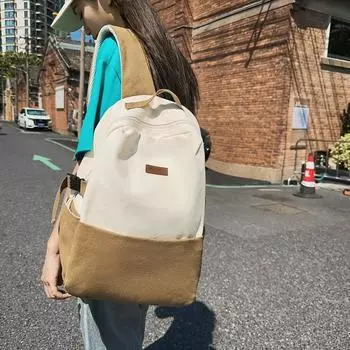 Новый рюкзак для женщин, легкие ученики средних и старших классов, корейский стиль, большая вместимость, контрастный цветной холщовый рюкзак для пар