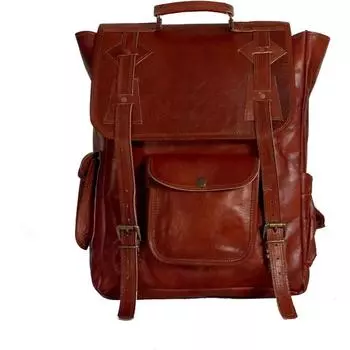 Новый рюкзак из мягкой кожи, мужская винтажная сумка для ноутбука, дорожная сумка из натуральной кожи 17 дюймов 17 x 12 x 5 in коричневый
