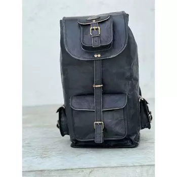 Новый Рюкзак Кожаный Натуральная Винтажная Сумка Женская Путешествия Ретро Черное Плечо 20 X 9 X 9 чёрный