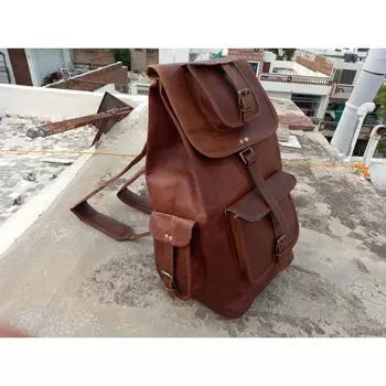 Новый Рюкзак ручной работы Кожаная Мужская Сумка для ноутбука Ранец портфель Коричневый Рюкзак 16 X 8 X 8 in коричневый