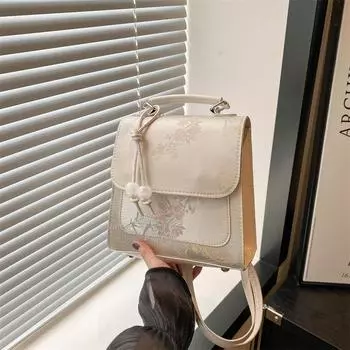 Новый рюкзак с вышивкой в китайском стиле, женская осенняя мода, персонализированный рюкзак в студенческом стиле, маленькая квадратная сумка розовый