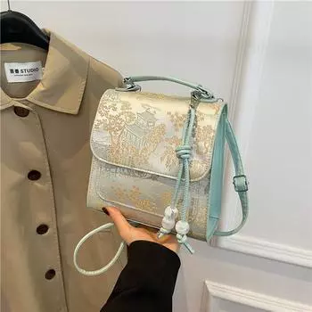 Новый рюкзак в китайском стиле для женщин 2024 года, летняя новая модная нишевая сумка в иностранном стиле, небольшой рюкзак для путешествий серебряный