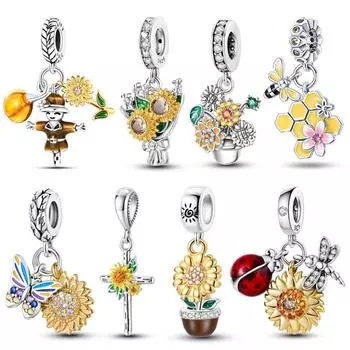 Новый S925 Серебро Желтый Пшеничное Поле Серии Шарм Подходит Браслет DIY Бусина Женские Ювелирные Изделия Подарок Оригинальный Горячий