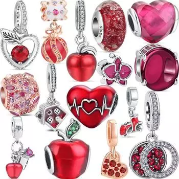 Новый S925 Серебряный Ручная Роспись Красный Циркон Арбуз ЭКГ Бусины Подходит Оригинальный Браслет Браслеты Женщины DIY Ювелирные Изделия