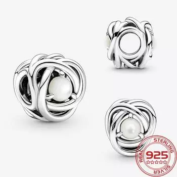 Новый S925 Серебряный Шарм Май Зеленый Камень Рождения Вечность Круг Шарм Подходит Мода 3 мм Браслет DIY Девушка Ожерелье Подвеска Подарок