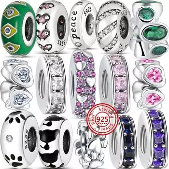 Новый S925 Стерлингового Серебра Кошачья Лапа Печать Мира Сердце Блестящий Циркон Круглый Шарик Подходит Оригинальные Подвески Браслет DIY Женские Ювелирные Изделия