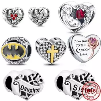 Новый S925 стерлингового серебра я люблю тебя летучая мышь беременная сестра кулон Шарм из бисера подходит оригинальный браслет брелок DIY женские украшения