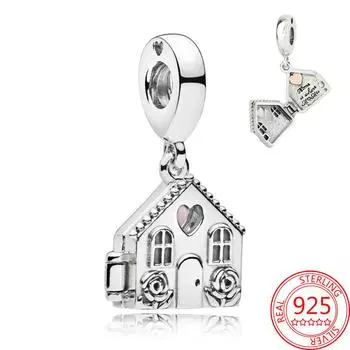 Новый S925 стерлингового серебра теплый семейный дом кулон шарм подходит модный момент браслеты и ожерелья Diy женские ювелирные изделия подарки