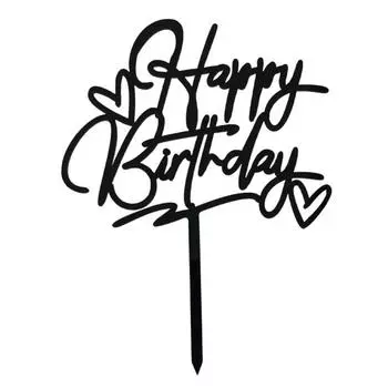 Новый С Днем Рождения Торт Топпер Роза День Рождения Акриловый Торт Топпер Для Детей День Рождения Украшения Торта Baby Shower One Size чёрный