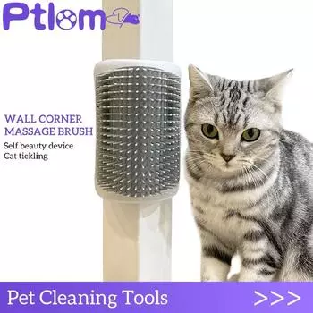 Новый самостоятельный грумер для кошек с кошачьей мятой, мягкий массажный гребень для кошек, расческа для кошек, щетка для расчесывания лица, щекочущий гребень для ухода за домашними животными светло-синий