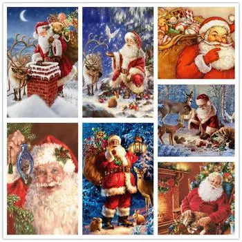 Новый Санта-Клаус Алмазная картина Рождественское украшение Новогоднее украшение своими руками Украшение дома Картина Рождественская вышивка Подарок Full Round 20x30CM