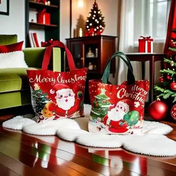Новый Санта-Клаус Ручной парусный мешок Упаковка для конфет Подарочная сумка 2024 Рождественские принадлежности для вечеринок Navidad Noel Новогоднее украшение для подарка other
