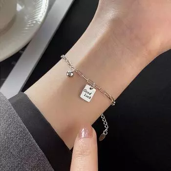 Новый счастливый квадратный кулон, браслет с кисточками, женский Instagram, персонализированный ремесленный маленький студенческий колокольчик для друга, модный браслет Adjustable size