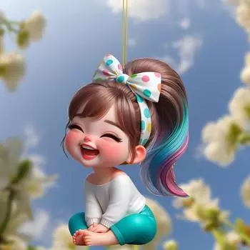 Новый счастливый очаровашка девушка акриловый автомобиль рюкзак брелок автомобиль зеркало заднего вида подвеска подвеска 5.42*8cm