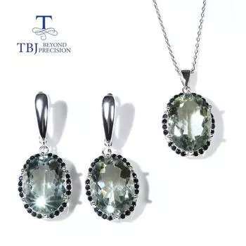 Новый!Серьги-подвески с натуральным бразильским зеленым аметистом BL, настоящие драгоценные камни, овальные 12*16 мм, комплект ювелирных изделий из стерлингового серебра 925 пробы, изысканные ювелирные изделия L зелёный