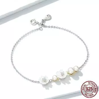 Новый серебряный браслет Huakai S925 с растительными элементами, регулируемый серебряный браслет