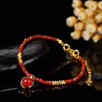 Новый серебряный браслет из натурального красного агата S925 для женской моды, простой и универсальный 16cm