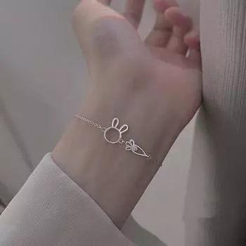 Новый серебряный браслет S925 из стерлингового серебра с бриллиантами, браслет лучшей подруги с маленьким кроликом-морковкой, милый браслет с полым дизайном в виде девчачьего сердца