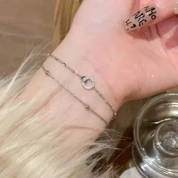 Новый серебряный браслет с геометрическим рисунком, женский браслет Best Friend, легкий роскошный двухслойный круглый браслет, изысканное изделие ручной работы Adjustable size