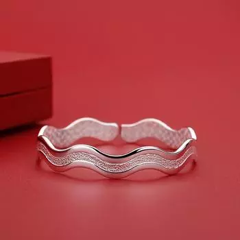 Новый серебряный браслет с волной воды, открытый браслет с волной змеи, детский подарок друзьям на день рождения Adjustable size
