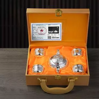 Новый серебряный чайный сервиз, позолоченная серебряная чайная чашка, не выцветающая посеребренная чайная чашка из сплава