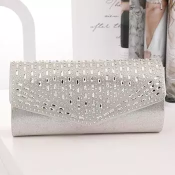 Новый серый глянцевый ужин, модный женский вечерний, инкрустированный бриллиантами, вечерний подарок, банкет, сумка. 19.8*9.8cm*5cm серый
