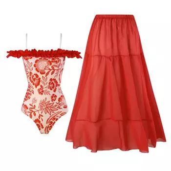 Новый сексуальный цельный купальник для женщин с поясом на спине, сетчатая юбка, купальник S