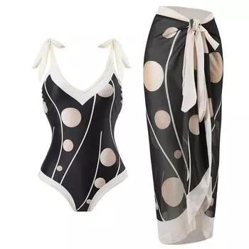 Новый сексуальный цельный купальник женский консервативный, закрывающий живот, со шнуровкой, шифоновая пляжная юбка, купальник S