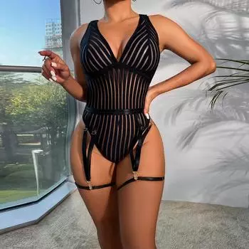 Новый сексуальный комбинезон в полоску с перекрестными бретелями, с открытой спиной, с кольцами для ног L