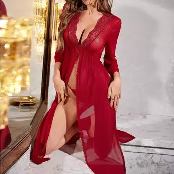 Новый сексуальный комплект нижнего белья с сетчатой юбкой и длинными рукавами в перспективе S