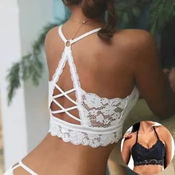 Новый сексуальный кружевной бюстгальтер без косточек, нижнее белье, укороченные топы, жилеты, укороченный топ, бюстье, топы на бретельках, жилет с лямками на спине, камзол S белый