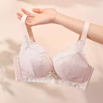 Новый сексуальный кружевной латексный хлопок без стали немагнитный трехбортный тонкий бюстгальтер с регулировкой чашек 32-70AB бежевый