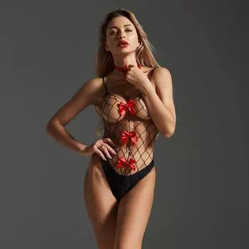 Новый сексуальный прозрачный открытый промежность женский сетчатый костюм нижнего белья - заманчивая форма One Size [Simple Packaging]