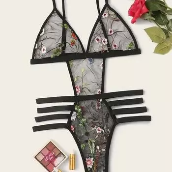 Новый сексуальный сетчатый ажурный трехточечный цельный секс-костюм S